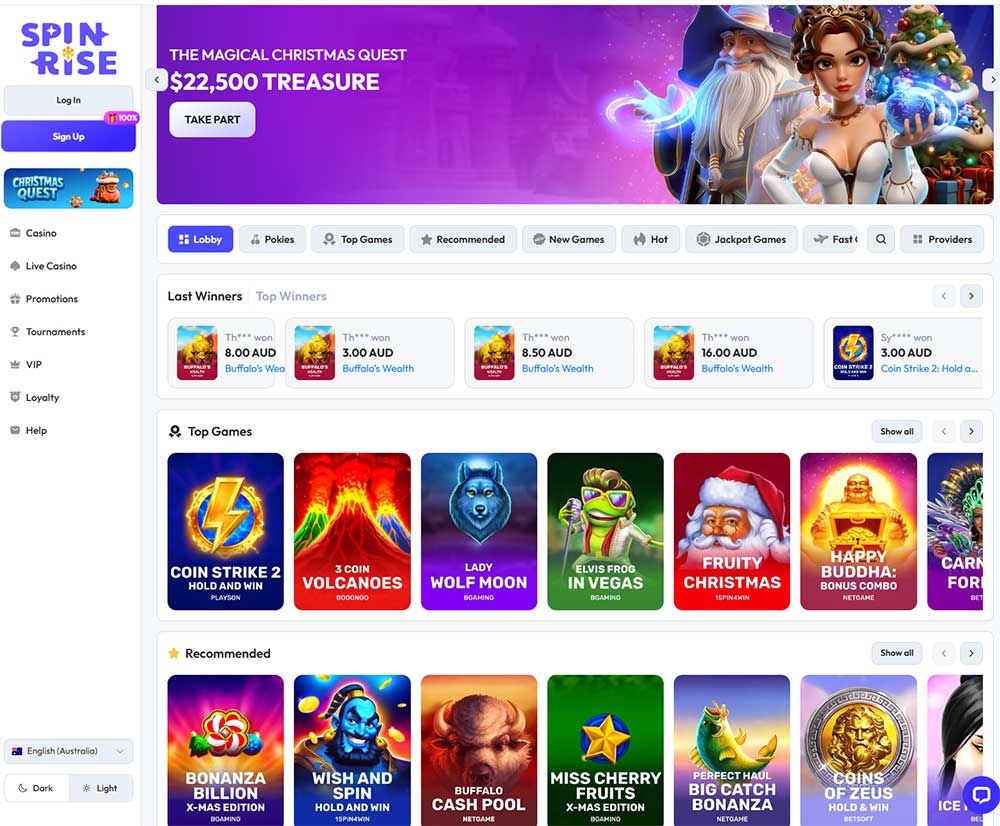 Spin Rise Casino Lobby