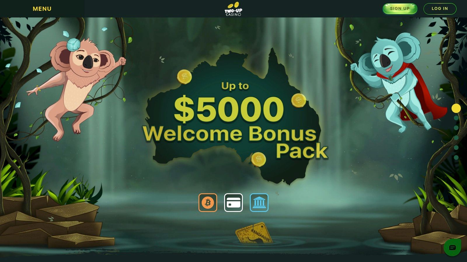 Two Up Casino no deposit bonus for Australian players