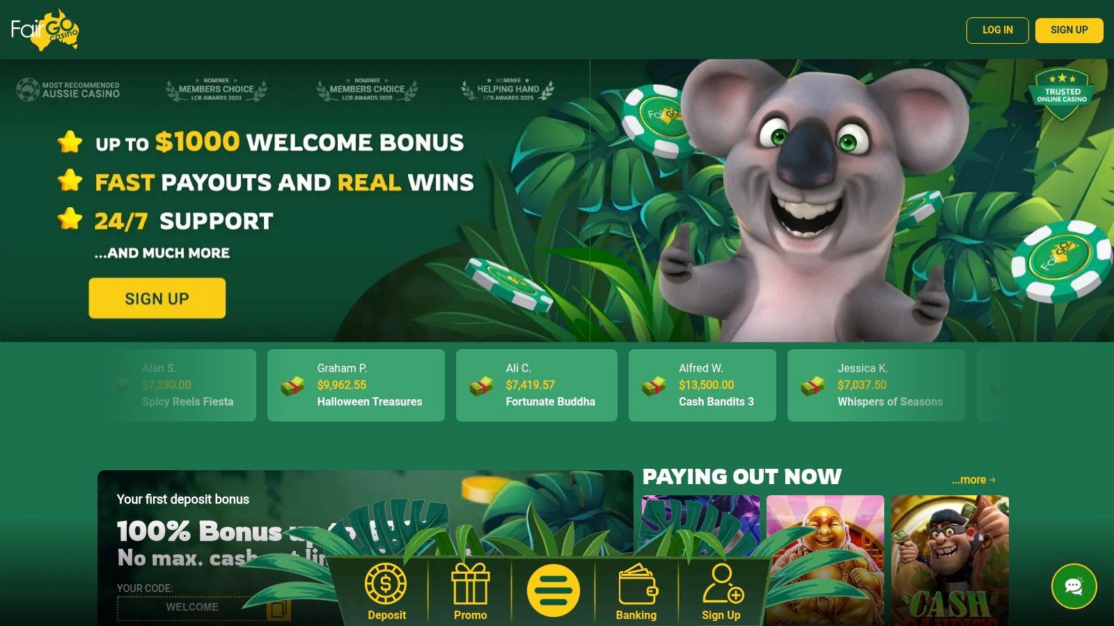 Fair Go Casino no deposit bonus offers for Australian pokie players