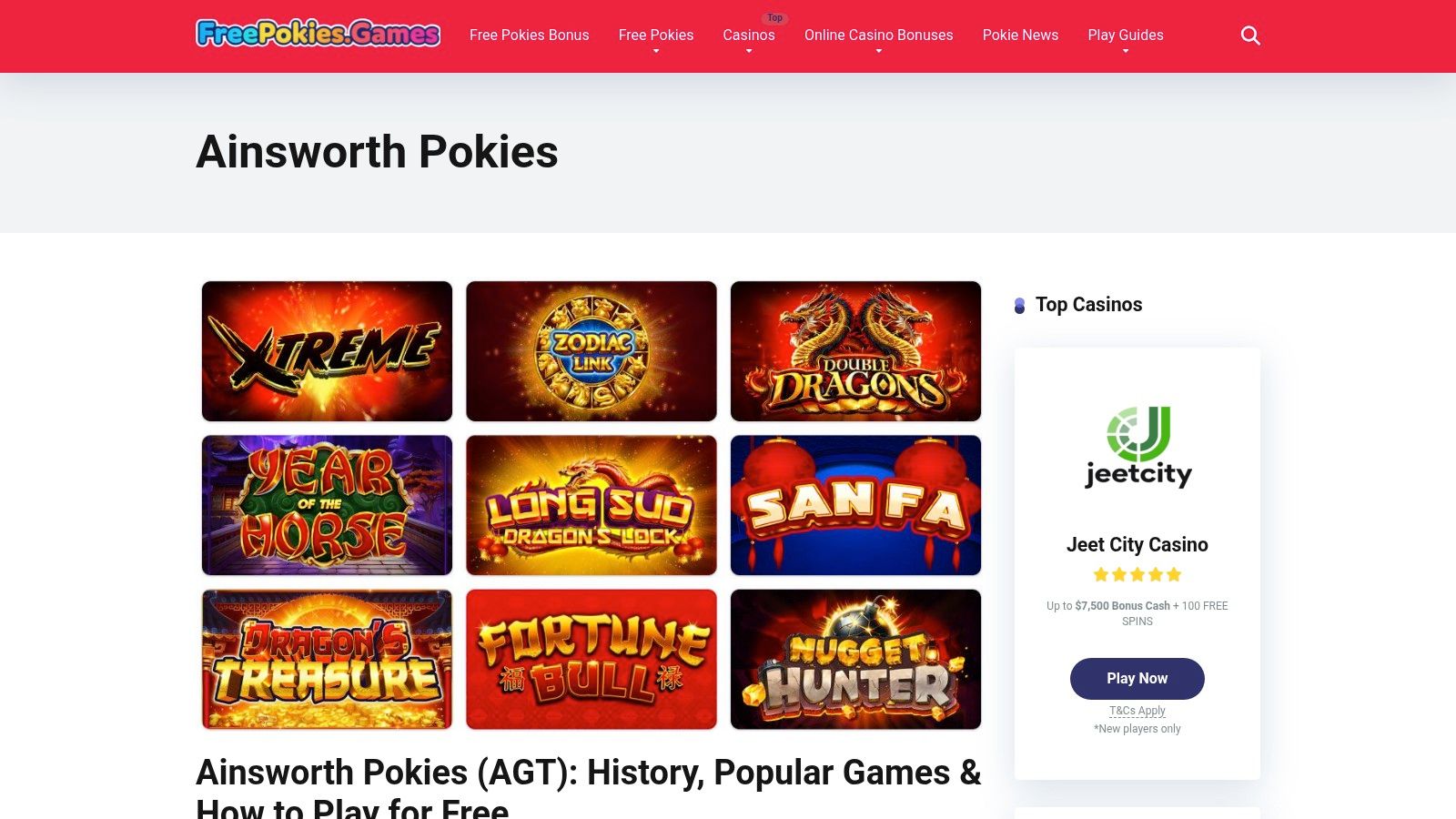 Ainsworth Pokies – Free Pokies Games